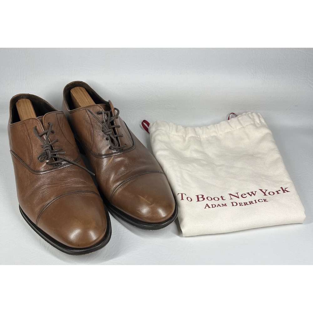 To Boot New York Adam Derrick Shoes Men's 10.5 Cap Toe Oxford Brown Leather 1298
